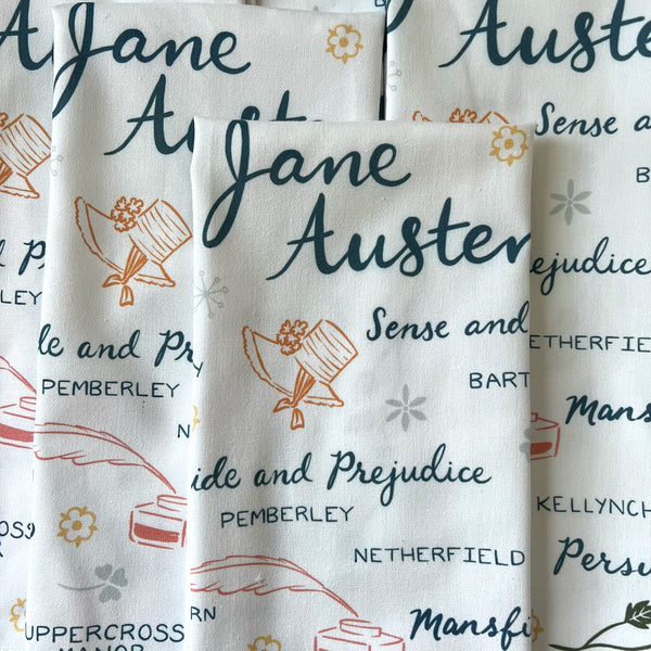Jane Austen - Book Lovers Deluxe Cotton Kitchen Tea Towel with Loop