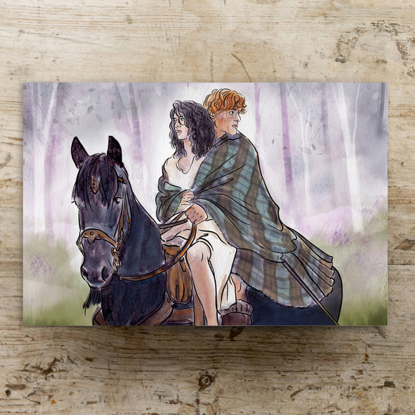 Jamie and Claire on Horseback Art Print
