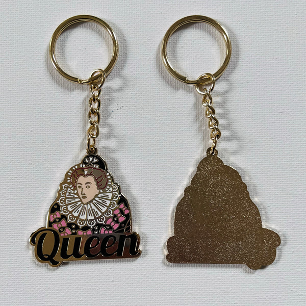 Queen Elizabeth I Shiny Metallic Keychain with Enamel Color