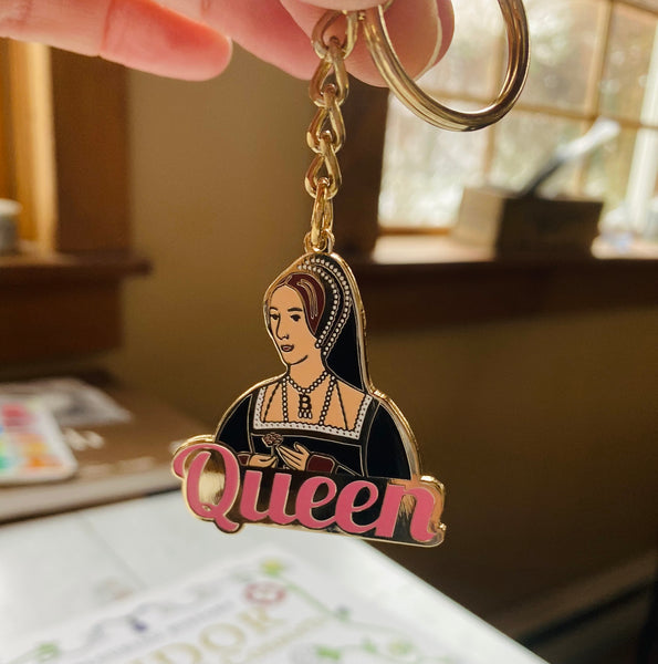 Anne Boleyn Shiny Metallic Keychain with Enamel Color