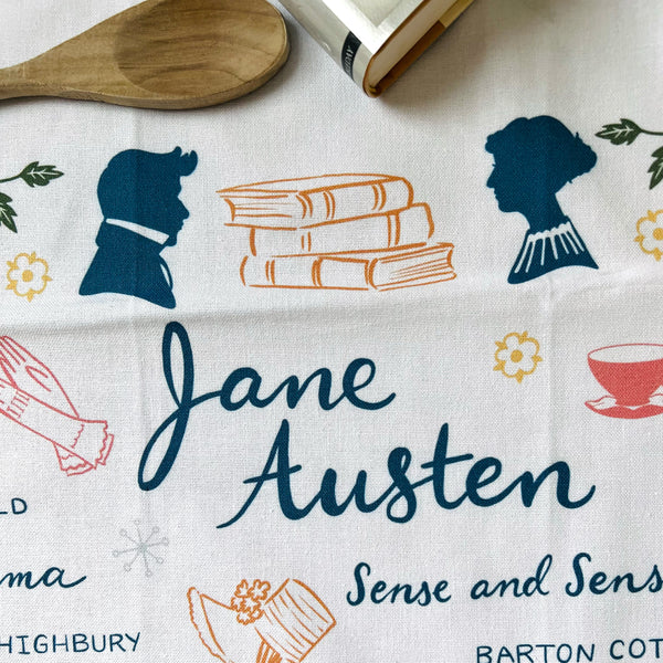 Jane Austen - Book Lovers Deluxe Cotton Kitchen Tea Towel with Loop