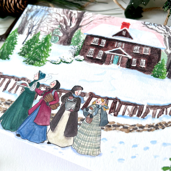 Little Women Wassailing Watercolor Art Print