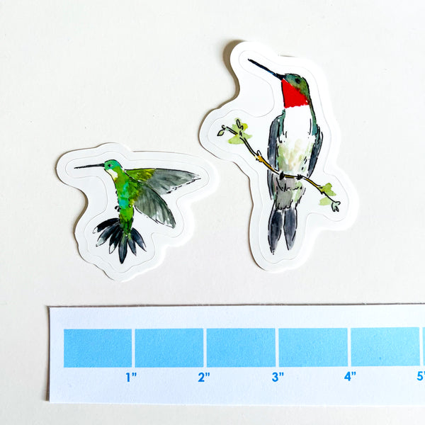 Hummingbirds Watercolor Illustration Vinyl Stickers