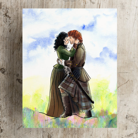 Jamie and Claire Fraser Art Print