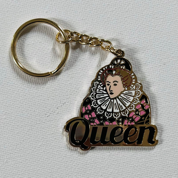Queen Elizabeth I Shiny Metallic Keychain with Enamel Color