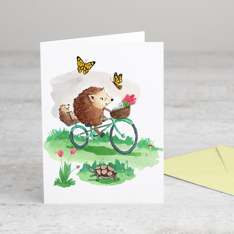 Hedgehogs on a Bike Notecard