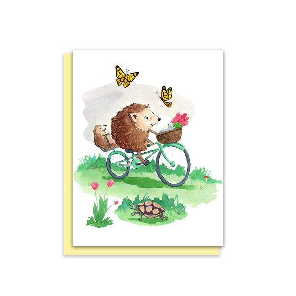 Hedgehogs on a Bike Notecard
