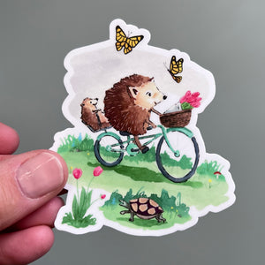 Hedgehogs on a Bike Sticker
