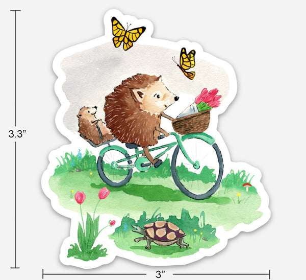 Hedgehogs on a Bike Sticker