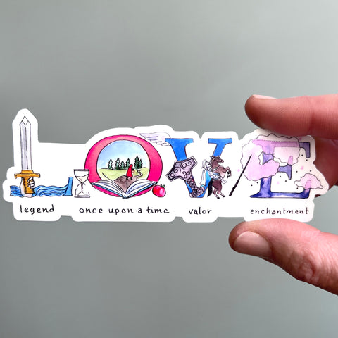 Love Sticker with Illustrated Letters
